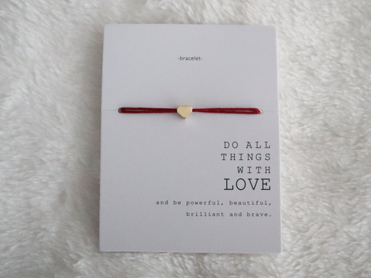 Bracelet met hart - wijnrood