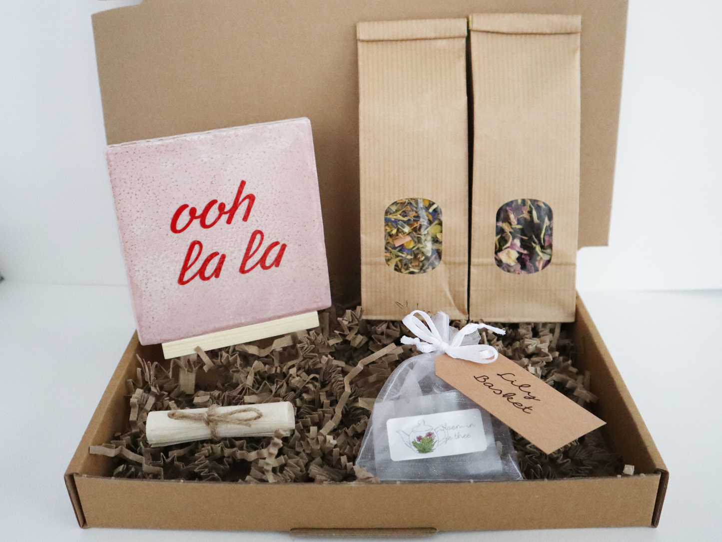 Cadeau pakket met tegeltje 'Ooh la la'