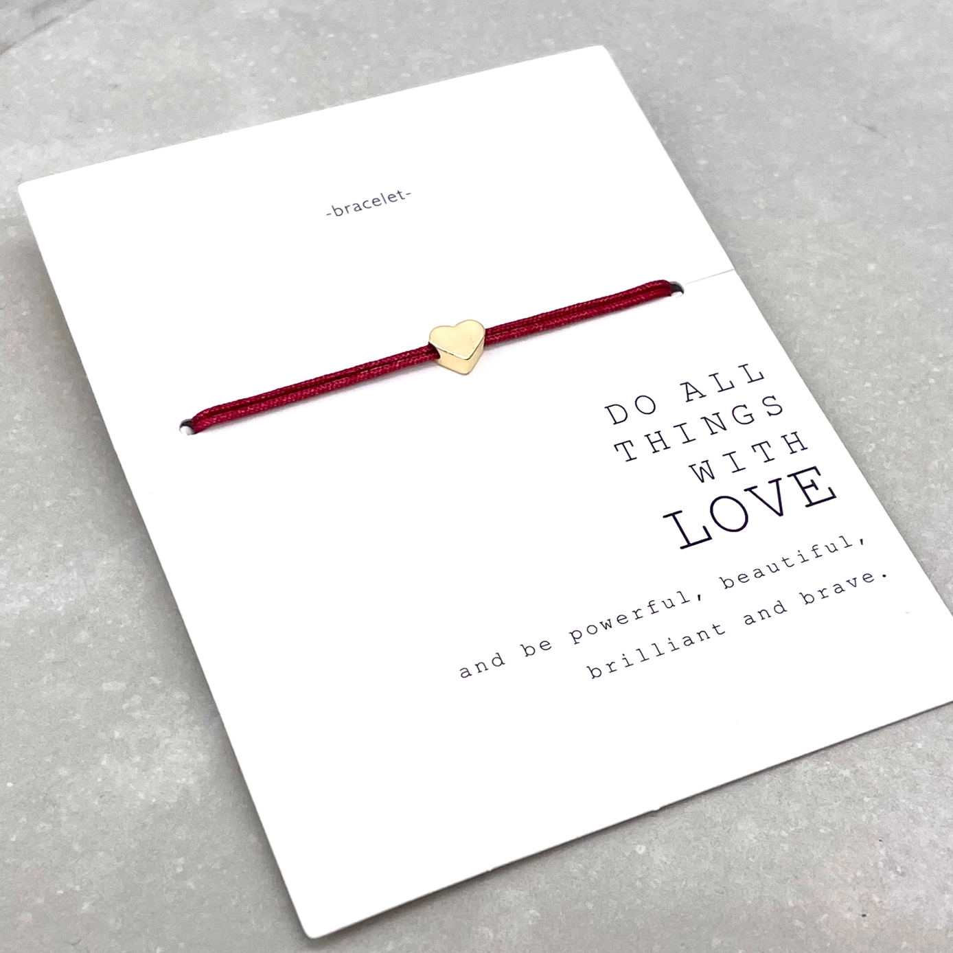 Bracelet met hart - wijnrood