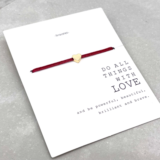 Bracelet met hart - wijnrood