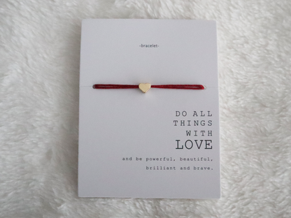 Bracelet met hart - wijnrood